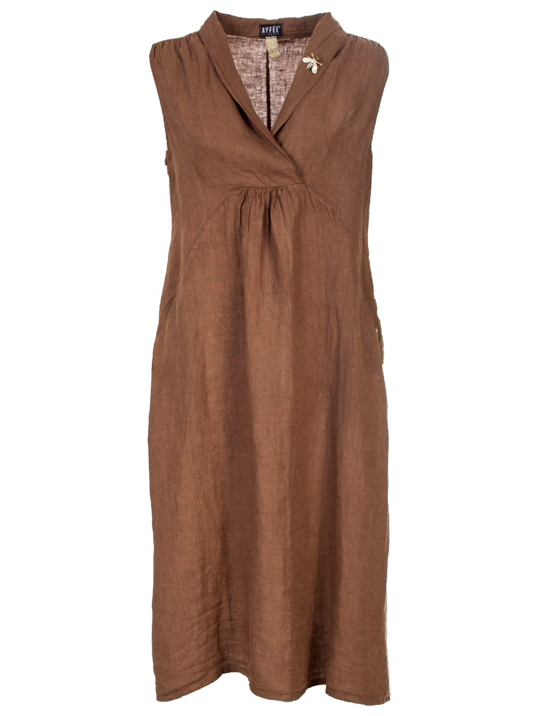 ABITO SENZA MANICA SCOLLO V , 3TG - BROWN